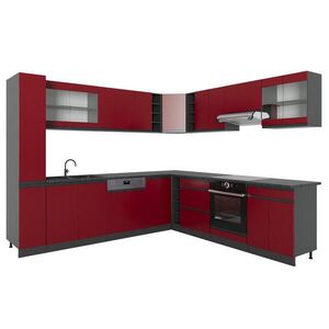Vicco ROHOVÁ KUCHYŇ R-Line, Červená/Antracit, 277 x 257 cm J-Shape, PD Antracit obraz