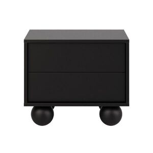 Beautysofa NOČNÍ STOLEK Adel se 2 zásuvkami a kulatými nožkami, 54 cm, bezúchytkový, černý obraz