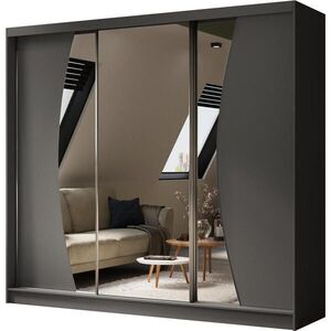 Beautysofa SKŘÍŇ s posuvnými dveřmi Vox II 240/216/61 grafit se zrcadlem a zásuvkami obraz