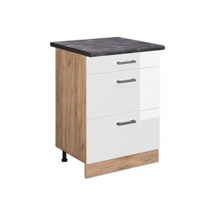 Vicco SPODNÍ SKŘÍŇKA KUCHYŇSKÉ LINKY R-Line Bílá vysoký lesk 60 cm se zásuvkami, PD Antracit obraz