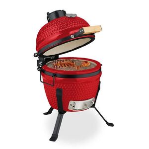 Relaxdays GRIL Červený kamado keramický teploměr 450 °C obraz