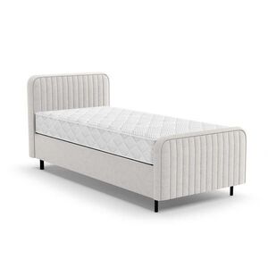 Beautysofa ČALOUNĚNÁ POSTEL Lami 90x200, jednolůžko s úložným prostorem a taštičkovou matrací 20 cm, krémová obraz