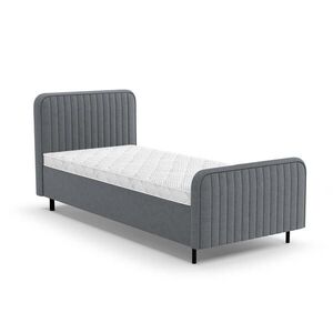 Beautysofa ČALOUNĚNÁ POSTEL Lami 90x200, jednolůžko s úložným prostorem a pěnovou matrací 10 cm, tmavě šedá obraz