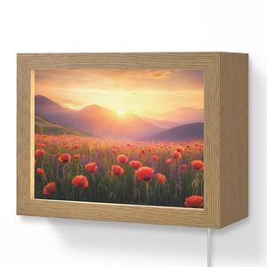 OnlyWow NÁSTĚNNÁ LAMPA Krajina - Západ slunce - Květinové pole 20x15 cm obraz