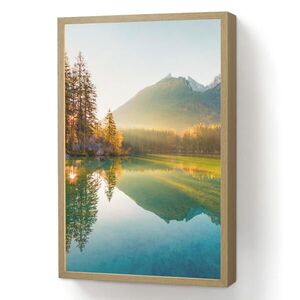 OnlyWow NÁSTĚNNÁ LAMPA S AKUMULÁTOREM Jezero - Les - Hory - Příroda - Slunce - Krajina 40x60 cm obraz