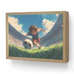 OnlyWow NÁSTĚNNÁ LAMPA S AKUMULÁTOREM Stadion - Fotbalista - Míč 40x30 cm obraz