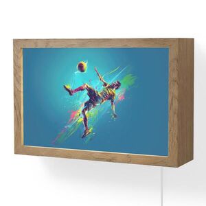 OnlyWow NÁSTĚNNÁ LAMPA Fotbalista - Stříkající barva - Barevné - Míč 30x20 cm obraz