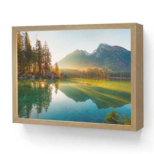 OnlyWow NÁSTĚNNÁ LAMPA S AKUMULÁTOREM Jezero - Les - Hory - Příroda - Slunce - Krajina 40x30 cm obraz