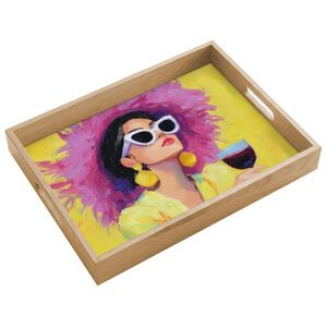 OnlyWow SERVÍROVACÍ PODNOS Žena - Klobouk - Fialová - Víno 40x30 cm obraz
