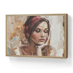 OnlyWow NÁSTĚNNÁ LAMPA S AKUMULÁTOREM Žena - vzhled malby - portrét - moderní 60x40 cm obraz