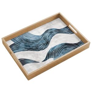 OnlyWow SERVÍROVACÍ PODNOS Čáry - vlny - abstraktní - šedá 50x35 cm obraz
