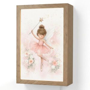 OnlyWow NÁSTĚNNÁ LAMPA Baletka - Víla - Květiny - Růžová 20x30 cm obraz