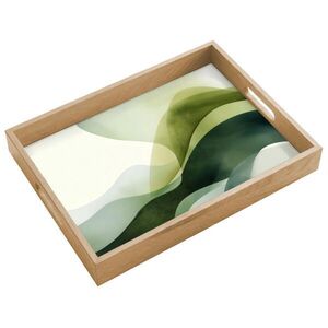 OnlyWow SERVÍROVACÍ PODNOS Vlny - abstraktní - světle zelená - ornamentální 40x30 cm obraz