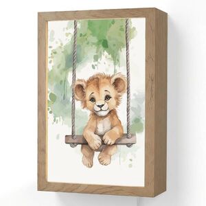 OnlyWow NÁSTĚNNÁ LAMPA Lev - Zvíře - Děti - Džungle 20x30 cm obraz