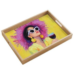 OnlyWow SERVÍROVACÍ PODNOS Žena - Klobouk - Fialová - Víno 50x35 cm obraz