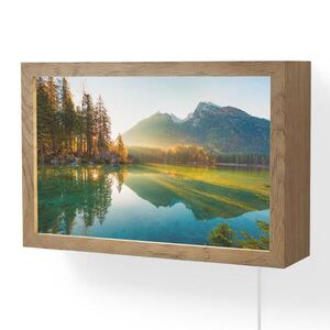 OnlyWow NÁSTĚNNÁ LAMPA Jezero - Les - Hory - Příroda - Slunce - Krajina 30x20 cm obraz