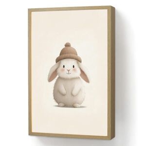 OnlyWow NÁSTĚNNÁ LAMPA S AKUMULÁTOREM Králík - Klobouk - Uši - béžový 40x60 cm obraz