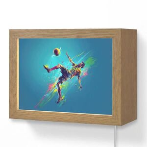 OnlyWow NÁSTĚNNÁ LAMPA Fotbalista - Stříkající barva - Barevné - Míč 20x15 cm obraz