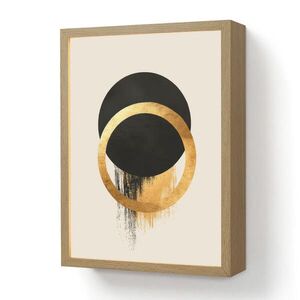OnlyWow NÁSTĚNNÁ LAMPA S AKUMULÁTOREM Abstraktní design - Černý kruh - Skvrny od barvy 30x40 cm obraz