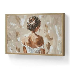 OnlyWow NÁSTĚNNÁ LAMPA S AKUMULÁTOREM Žena - malba - abstraktní - béžová - moderní 60x40 cm obraz