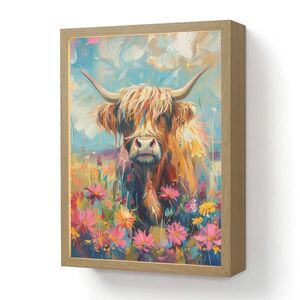 OnlyWow NÁSTĚNNÁ LAMPA S AKUMULÁTOREM Skotský horal - Příroda - Barevné - Květiny 30x40 cm obraz