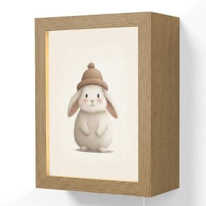 OnlyWow NÁSTĚNNÁ LAMPA Králík - Klobouk - Uši - béžový 15x20 cm obraz
