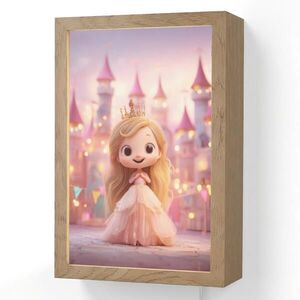 OnlyWow NÁSTĚNNÁ LAMPA Princezna - Růžová - Zámek 20x30 cm obraz