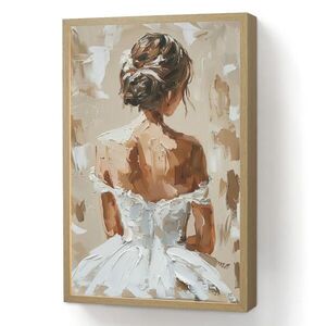 OnlyWow NÁSTĚNNÁ LAMPA S AKUMULÁTOREM Žena - malba - abstraktní - béžová - moderní 40x60 cm obraz
