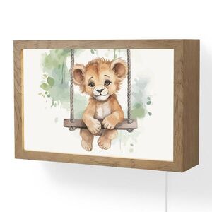 OnlyWow NÁSTĚNNÁ LAMPA Lev - Zvíře - Děti - Džungle 30x20 cm obraz