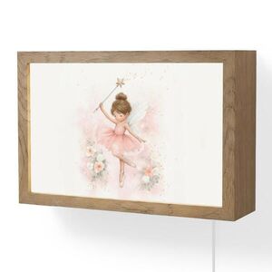 OnlyWow NÁSTĚNNÁ LAMPA Baletka - Víla - Květiny - Růžová 30x20 cm obraz
