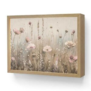 OnlyWow NÁSTĚNNÁ LAMPA S AKUMULÁTOREM Květiny - růžová - moderní - béžová 40x30 cm obraz
