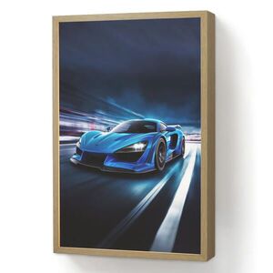OnlyWow DOBÍJECÍ NOČNÍ LAMPIČKA Auto - Modrá - Chlapci - Dítě 40x60 cm obraz
