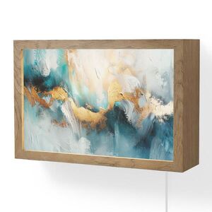 OnlyWow NÁSTĚNNÁ LAMPA Abstraktní - umění - zlatá - modrá 30x20 cm obraz