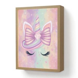 OnlyWow DOBÍJECÍ NOČNÍ LAMPIČKA Jednorožec - Třpytky - Duha - Pastelové barvy 30x40 cm obraz