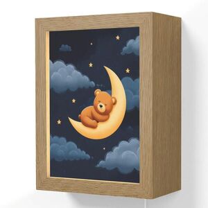 OnlyWow NÁSTĚNNÁ LAMPA Medvídek - Měsíc - Mraky - Hvězdy 15x20 cm obraz