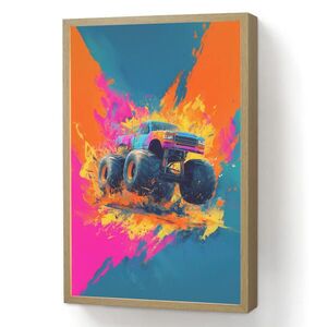 OnlyWow DOBÍJECÍ NOČNÍ LAMPIČKA Monster truck - Abstraktní - Stříkající barva - Barevné 40x60 cm obraz