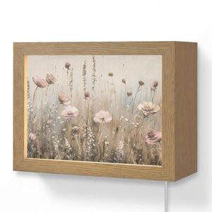OnlyWow NÁSTĚNNÁ LAMPA Květiny - růžová - moderní - béžová 20x15 cm obraz