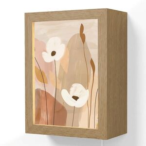 OnlyWow NÁSTĚNNÁ LAMPA Květiny - Abstraktní - Béžová - Line art 15x20 cm obraz