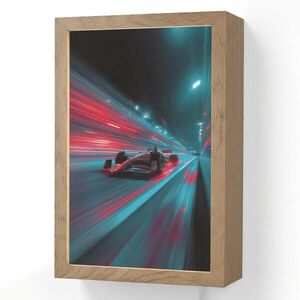 OnlyWow NÁSTĚNNÁ LAMPA Závodní auto - Červená - Rychlost 20x30 cm obraz