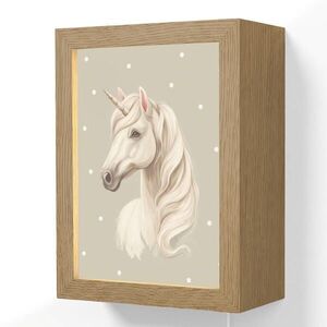 OnlyWow NÁSTĚNNÁ LAMPA Jednorožec - bílý - tečky 15x20 cm obraz
