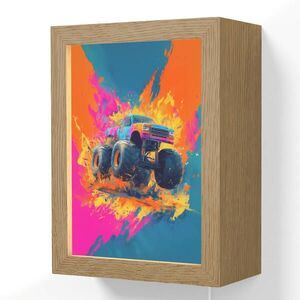 OnlyWow NÁSTĚNNÁ LAMPA Monster truck - Abstraktní - Stříkající barva - Barevné 15x20 cm obraz