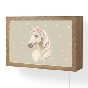 OnlyWow NÁSTĚNNÁ LAMPA Jednorožec - bílý - tečky 30x20 cm obraz
