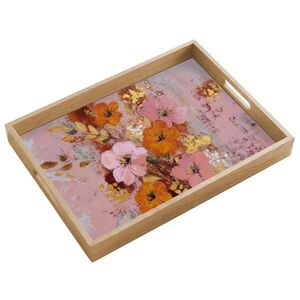 OnlyWow SERVÍROVACÍ PODNOS Malování - Květiny - Rustikální - Růžová 50x35 cm obraz