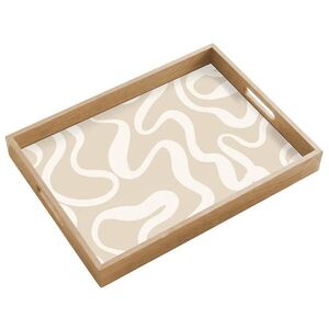 OnlyWow SERVÍROVACÍ PODNOS Linie - abstraktní - béžová - bílá - minimalistická 50x35 cm obraz