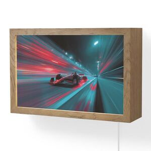 OnlyWow NÁSTĚNNÁ LAMPA Závodní auto - Červená - Rychlost 30x20 cm obraz