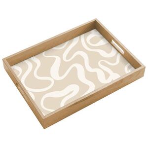 OnlyWow SERVÍROVACÍ PODNOS Linie - abstraktní - béžová - bílá - minimalistická 40x30 cm obraz