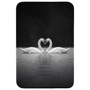 OnlyWow KOUPELNOVÁ PŘEDLOŽKA Labutě - srdce - černá - bílá 60x90 cm obraz