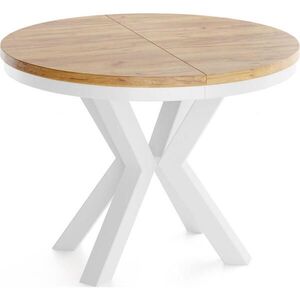 WFL GROUP JÍDELNÍ STŮL Clara Kulatý Rozkládací Skandinávský s Bílámi Kovovými Nohami, Dub Craft Hnědý 100-176/100/76 cm obraz