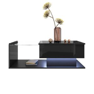 OKWISH KONFERENČNÍ stolek 110/50/47, 5 cm černý z dřevotřísky s tvrzeným sklem a LED osvětlením obraz