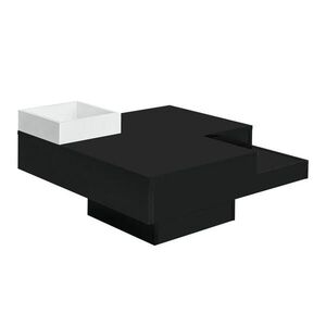 OKWISH KONFERENČNÍ stolek 72/72/30 cm černá a bílá z dřevotřísky s LED osvětlením a úložným boxem obraz